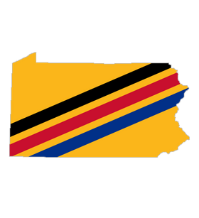 Pennsylvania Shape in Yellow, Black, Red and Blue Wooden Magnet