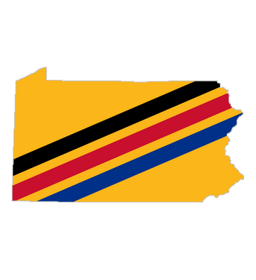 Pennsylvania Shape in Yellow, Black, Red and Blue Wooden Magnet