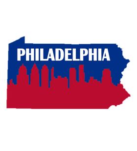 Pennsylvania Shape with Philadelphia Skyline Wooden Magnet