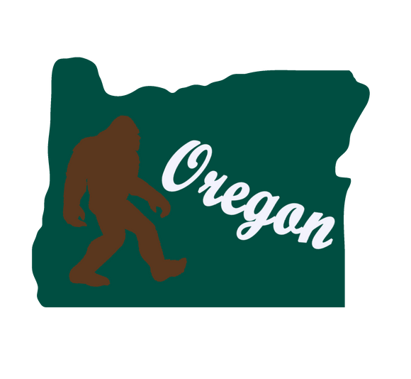 Oregon Shape with Big Foot Wooden Magnet