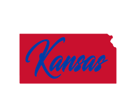 Kansas Shape in Red and Blue Wooden Magnet