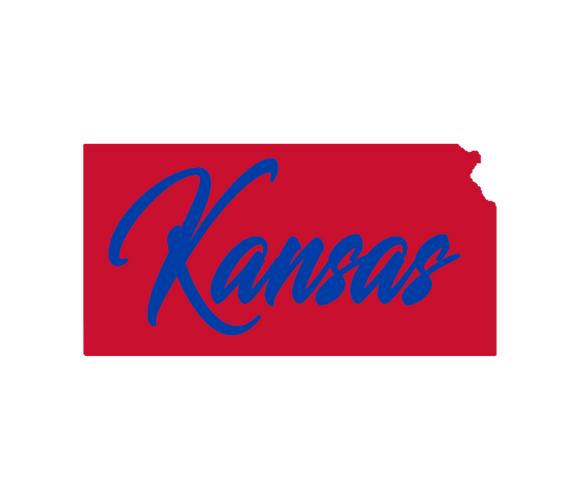 Kansas Shape in Red and Blue Wooden Magnet