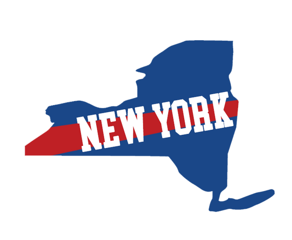 New York Shape in Red, White and Blue Wooden Magnet