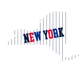 New York Shape with Pinstripes Wooden Magnet
