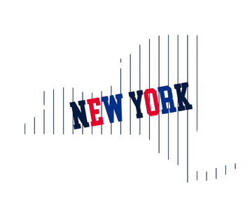 New York Shape with Pinstripes Wooden Magnet