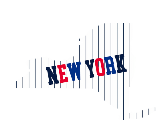 New York Shape with Pinstripes Wooden Magnet