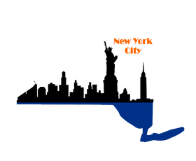 New York Shape with NYC Skyline Wooden Magnet