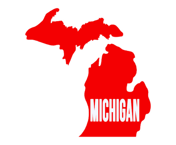 Michigan State in Red and White Wooden Magnet