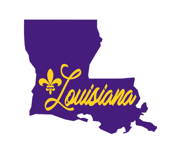 Louisiana State in Yellow and Purple Wooden Magnet
