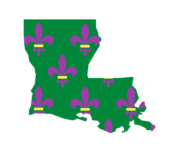 Louisiana State with Fleur de Lis Wooden Magnet