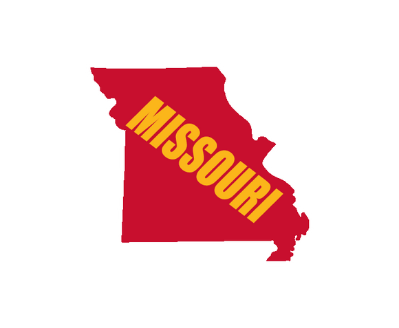 Missouri State in Gold and Red Wooden Magnet