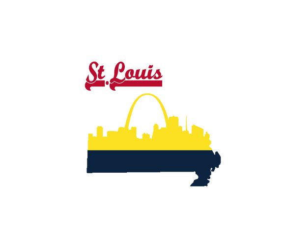 Missouri State with St Louis Skyline Wooden Magnet