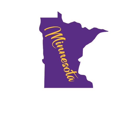 Minnesota State in Purple and Yellow Wooden Magnet