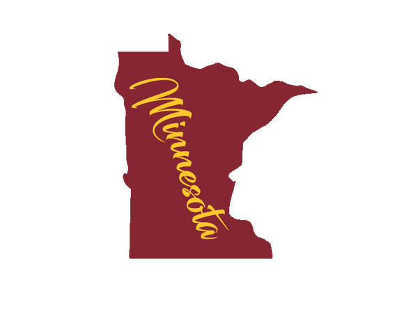 Minnesota State in Maroon and Yellow Wooden Magnet