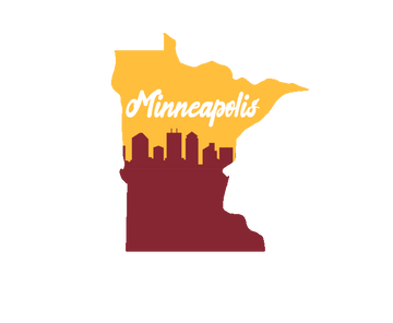 Minnesota State with Minneapolis Skyline Wooden Magnet