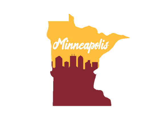 Minnesota State with Minneapolis Skyline Wooden Magnet