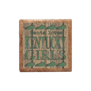 Santa Loves Kentucky Girls in Green Magnet