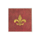Gold Fleur de Lis Shape on Red Paisley Coaster-1