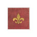 Gold Fleur de Lis Shape on Red Paisley Coaster