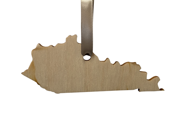 Kentucky Shaped Louisville Script Wooden Ornament