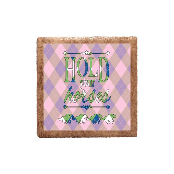 Derby Hold Your Horses on Plaid Magnet