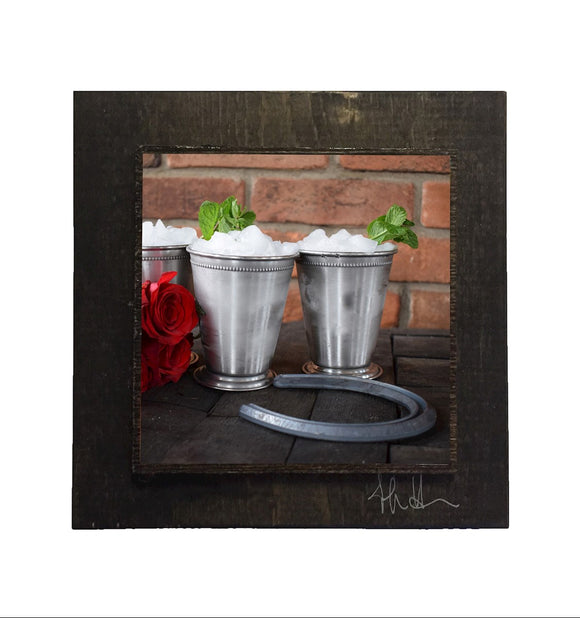 Derby Roses Mint Julep Horse Shoes Wooden Art