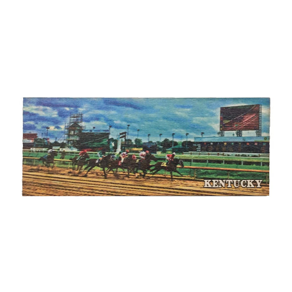Horses Racing Wooden Magnet