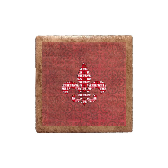 Cardinals Fleur de Lis Shape on Red Paisley Magnet