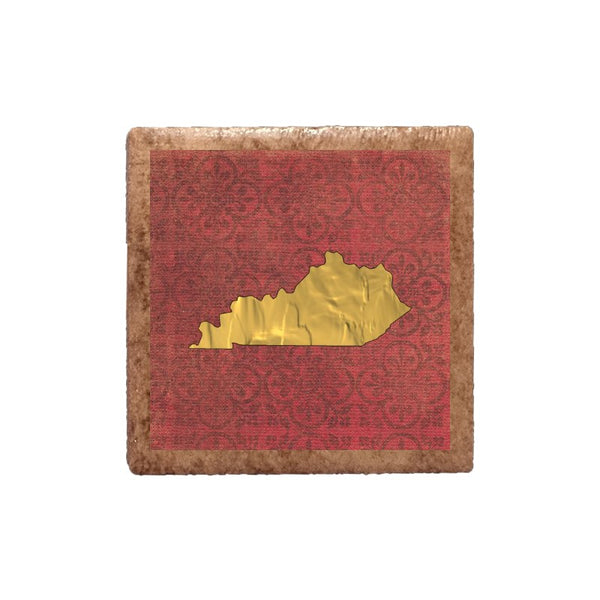 Gold Kentucky Shape on Red Paisley Magnet