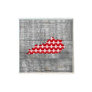 Red White Fleur de Lis Kentucky Shape on Music Coaster-1