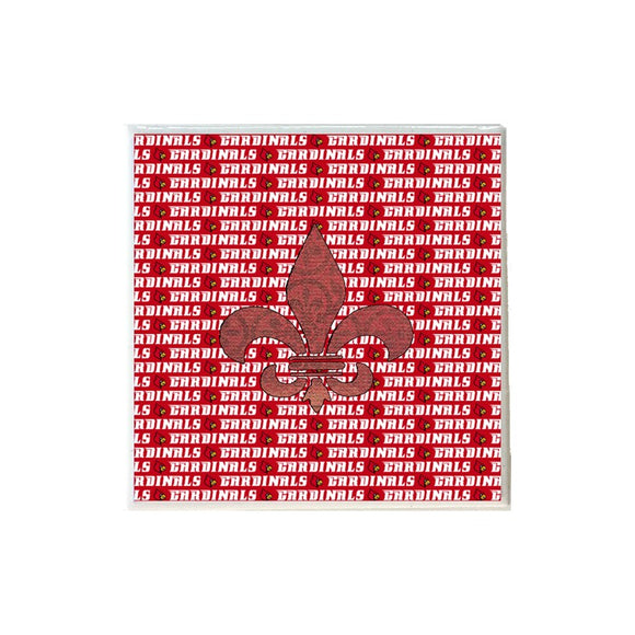 Red Paisley Fleur de Lis Shape on Cardinals Coaster