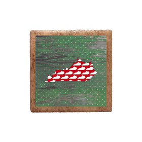 Red White Kentucky Shape on Green Magnet