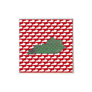 Green Kentucky Shape on Red White Ky Shapes Coaster