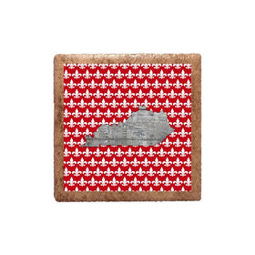 Music Kentucky Shape on Red White Fleur de Lis Magnet