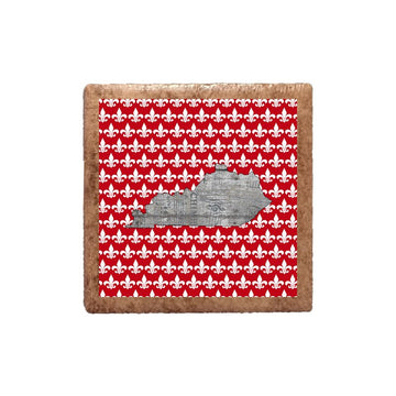 Music Kentucky Shape on Red White Fleur de Lis Magnet