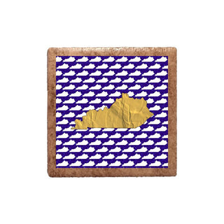 Gold Kentucky Shape on Blue White Magnet