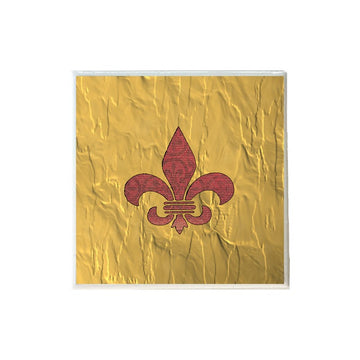 Red Paisley Fleur de Lis Shape on Gold Coaster