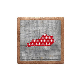 Red White Fleur de Lis Kentucky Shape on Music Magnet