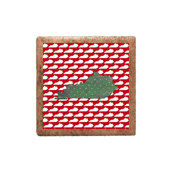 Green Kentucky Shape on Red White Ky Shapes Magnet