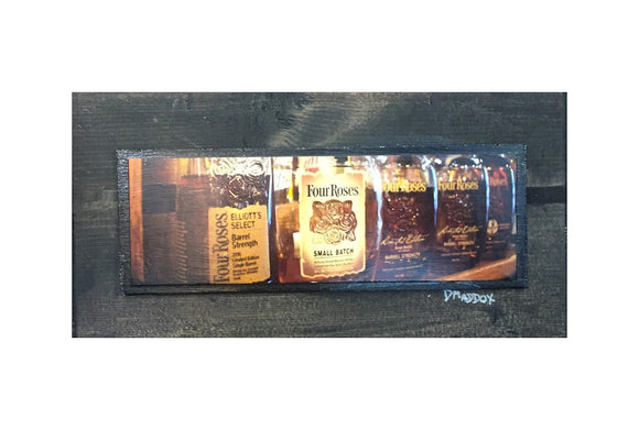 Bourbon Bottles Four Roses Wooden Art