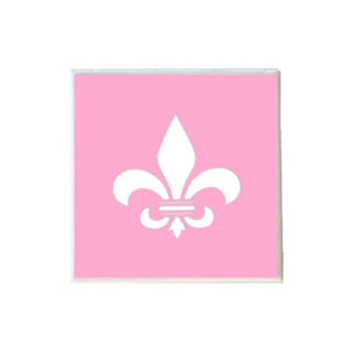 Spring Fleur de Lis White on Pink Coaster