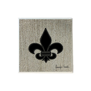 Fleur de Lis Concrete Black Coaster