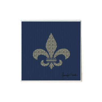 Fleur de Lis Blue and Tan Coaster