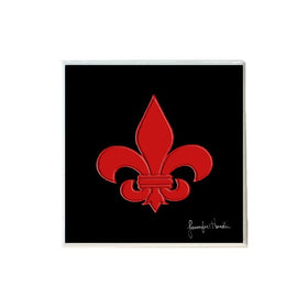 Fleur de Lis Black and Red Coaster
