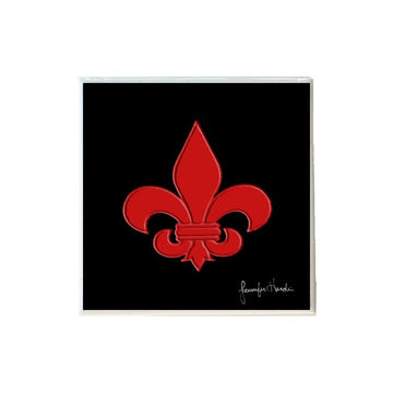 Fleur de Lis Black and Red Coaster