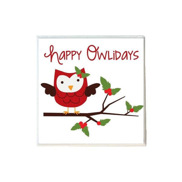 Christmas Owl Happy Owlidays Coaster