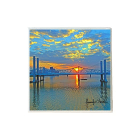 Abraham Lincoln Bridge Artsy Blue Coaster