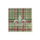 Green Paisley Fleur de Lis Shape on Green Plaid Coaster-1
