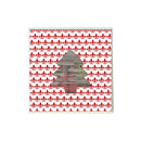 Wood Plaid Tree Shape on Red White Fleur de Lis Coaster-1