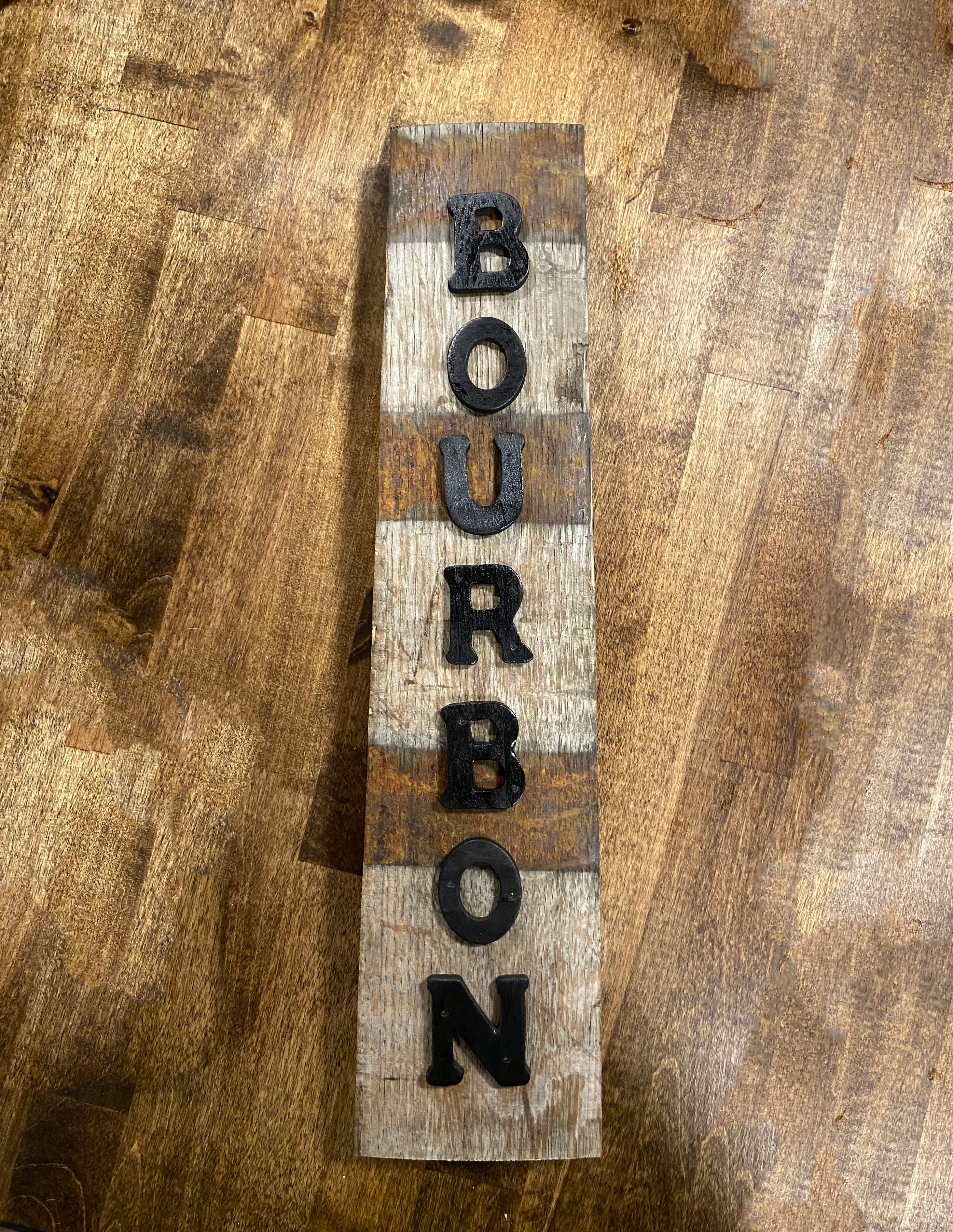 Reclaimed Bourbon Barrel Stave Sign